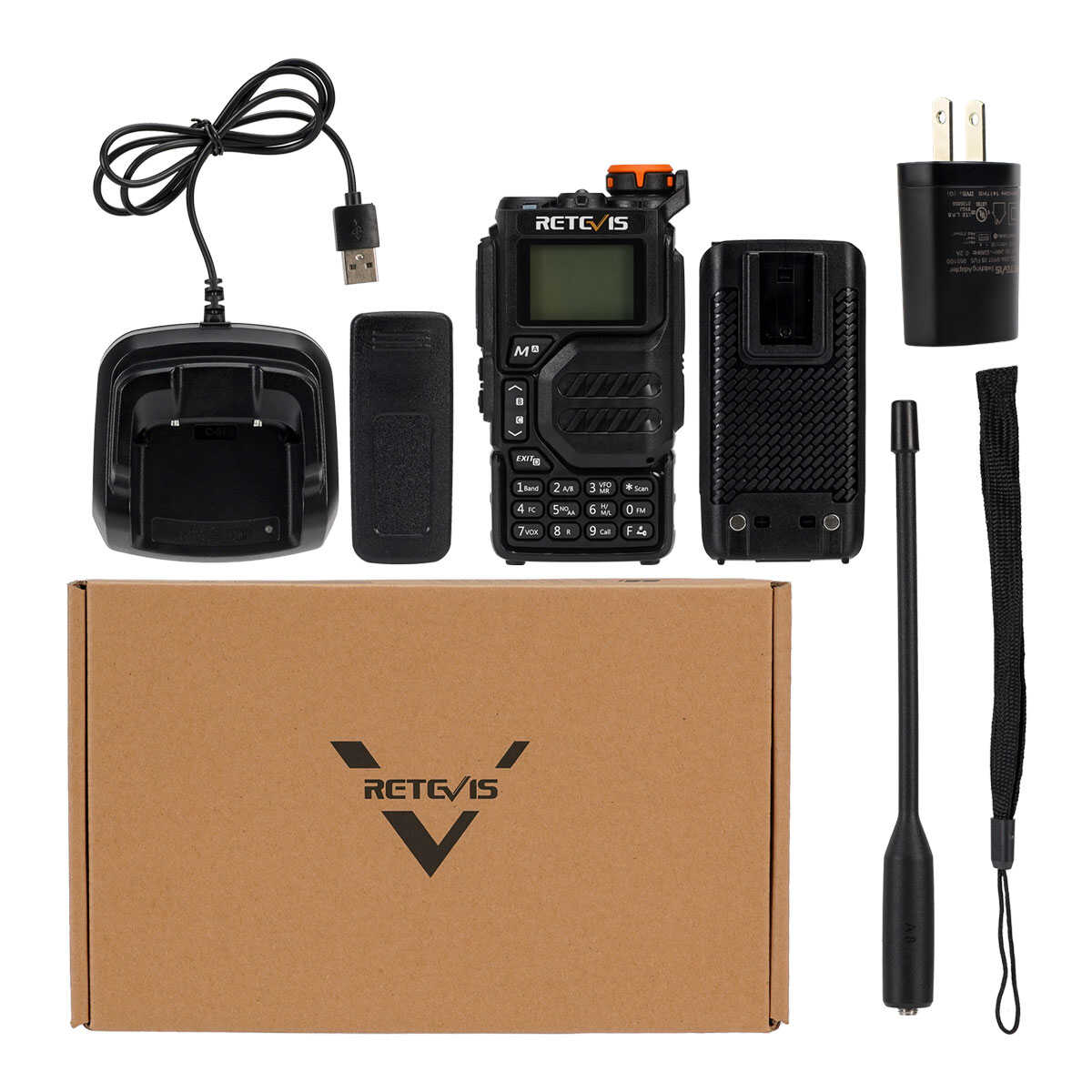 RA79 5W 50-600MHz Ham Radio With Speaker, Telescopic Antenna, Programming Cable Kit
