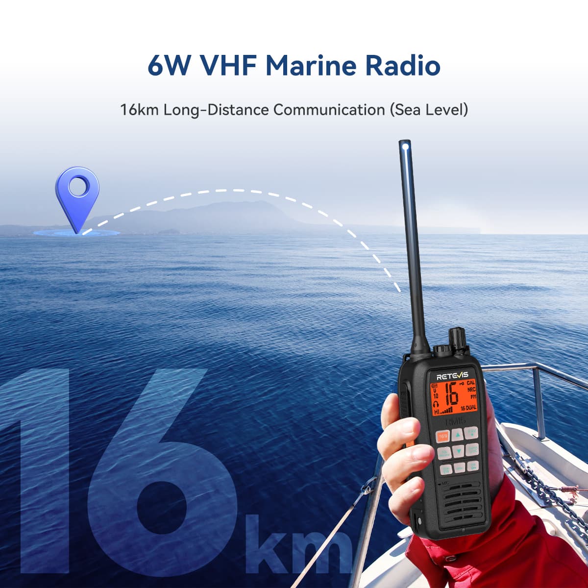Retevis RM15 Handheld Marine radio 6W Floating VHF Radio IP68 Waterproof Radio