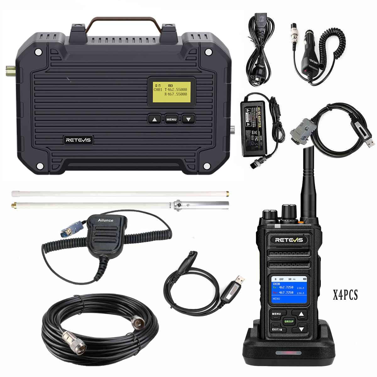 Retevis NR30S Radio with RT97L GMRS Repeater Long-Distance Communication System