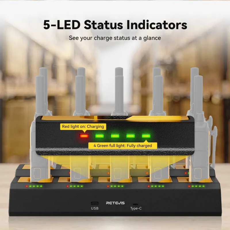 Retevis RTC48T Ten-way Charger for RB48 and RB648 Series Walkie Talkie
