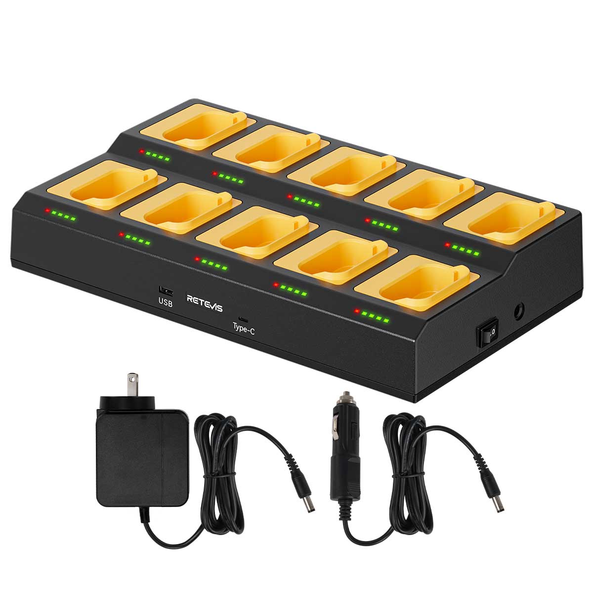Retevis RTC48T Ten-way Charger for RB48 and RB648 Series Walkie Talkie