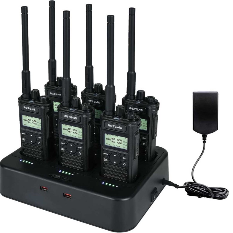 Retevis RT86S Long Range Walkie Talkie (6Pack) with Six-way Charger
