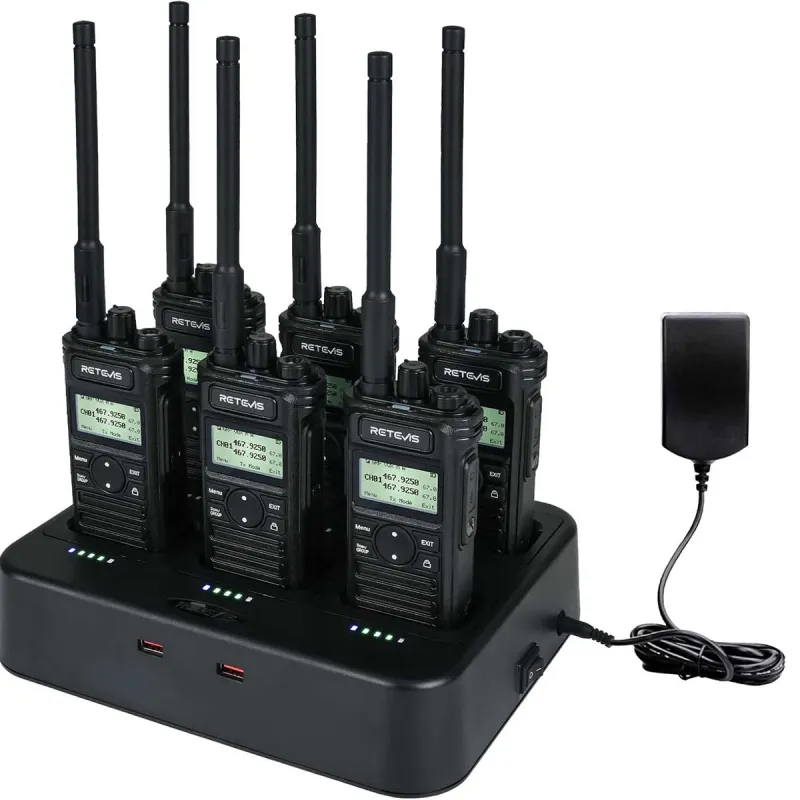 Retevis RT86S Long Range Walkie Talkie (6Pack) with Six-way Charger
