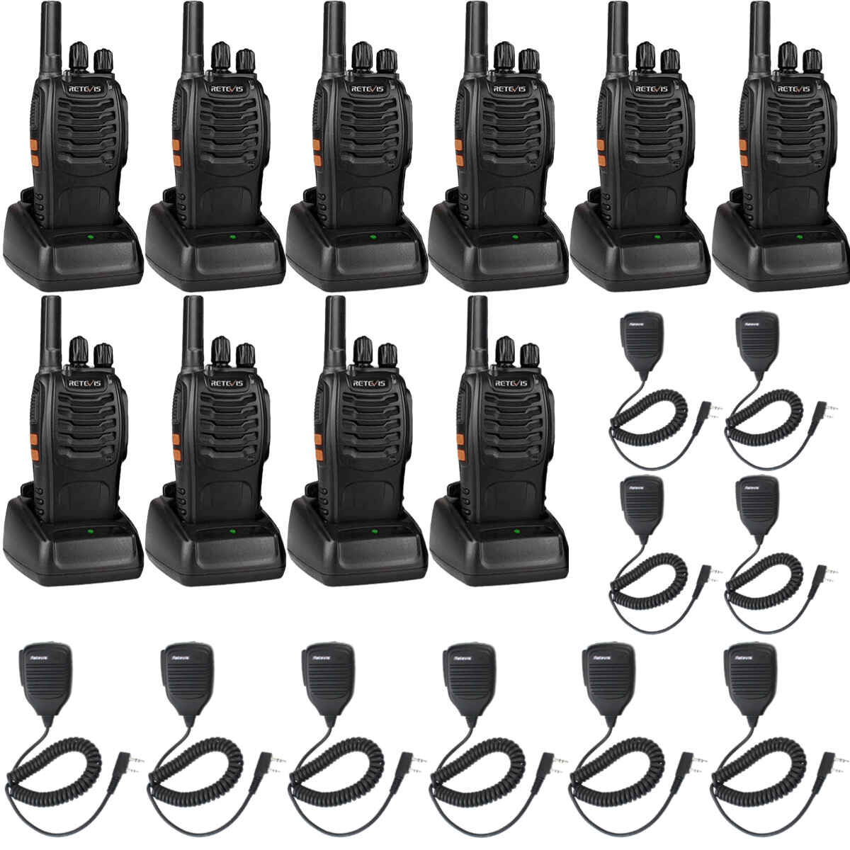 Retevis H777 Affordable Rugged License-Free Radio with Speaker Mic 10Pack Bundle