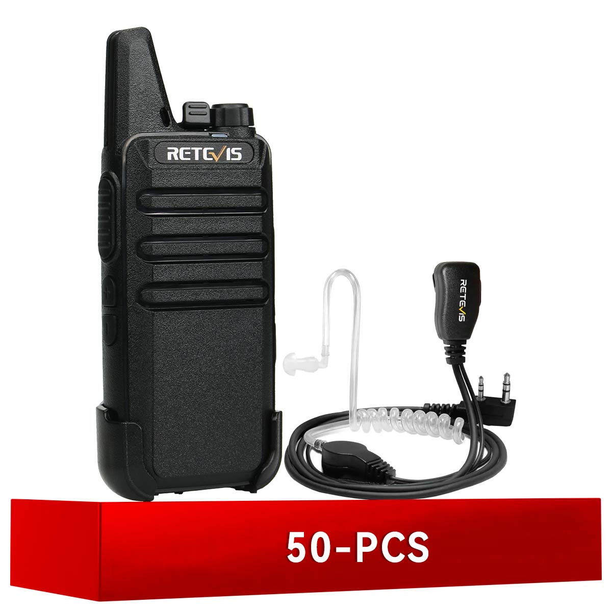 RT22 License-free Business Radios with Surveillance Earpiece Kit (50 Pack)