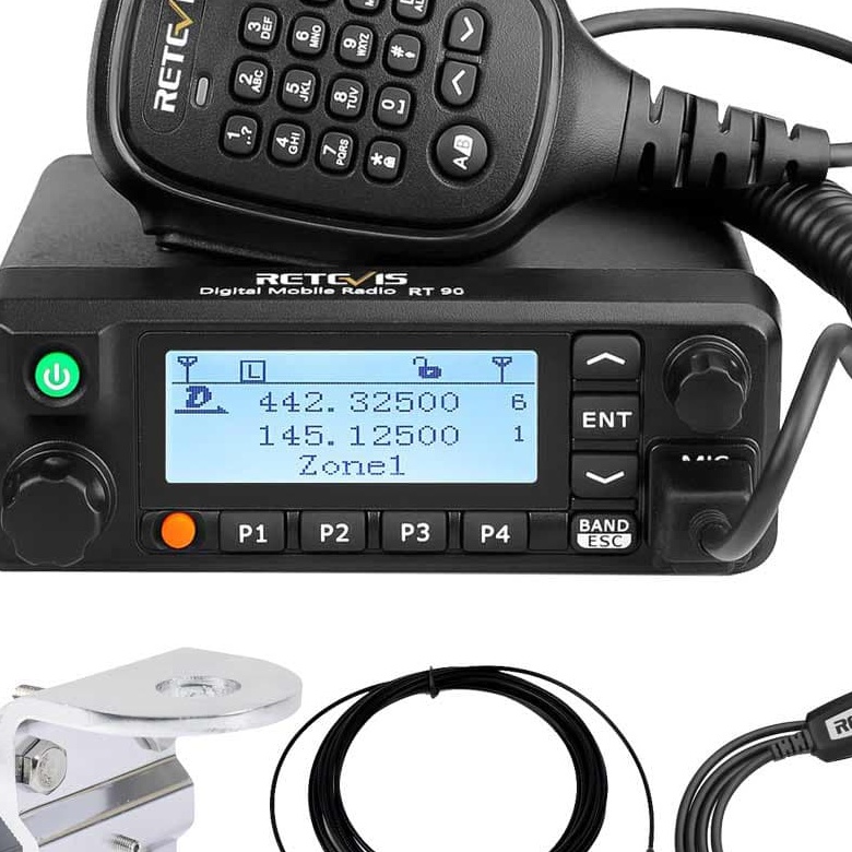 RT90 50 Watt Dual Band DMR Mobile & Stainless Steel Antenna Kit