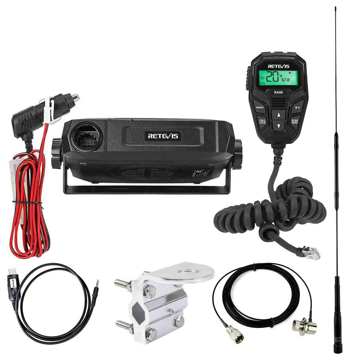 RA86 GMRS Mobile Radio & Stainless Steel Antenna Kit