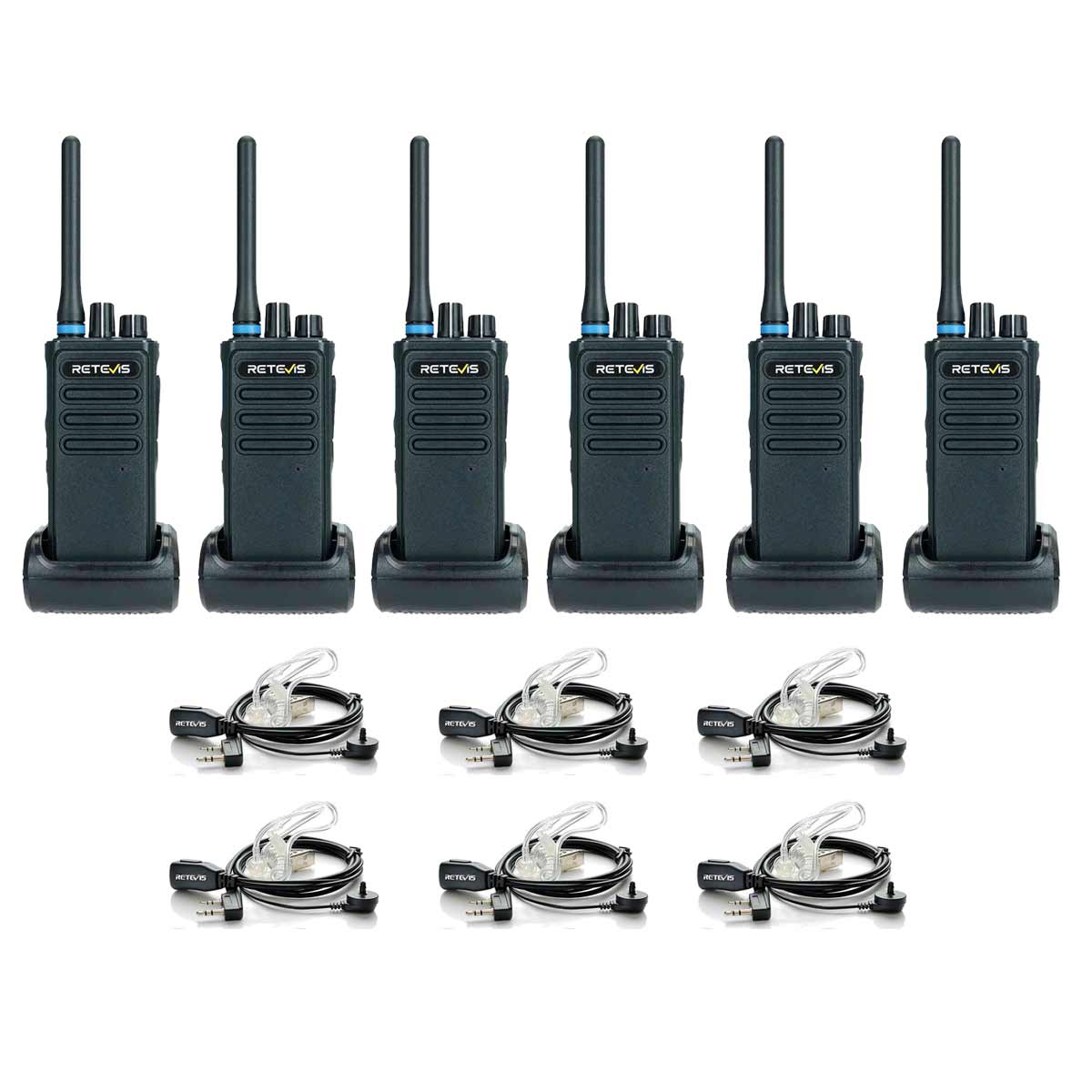 P1 Long Range Superhet AES256 DMR Radio with Earpiece and Programming Cable 6 Pack