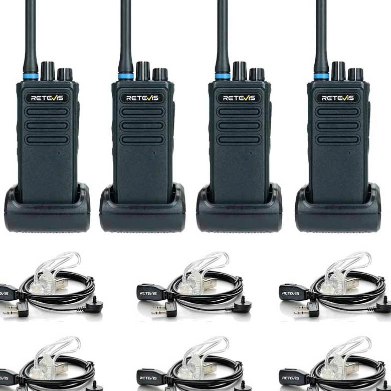P1 Long Range Superhet AES256 DMR Radio with Earpiece and Programming Cable 6 Pack