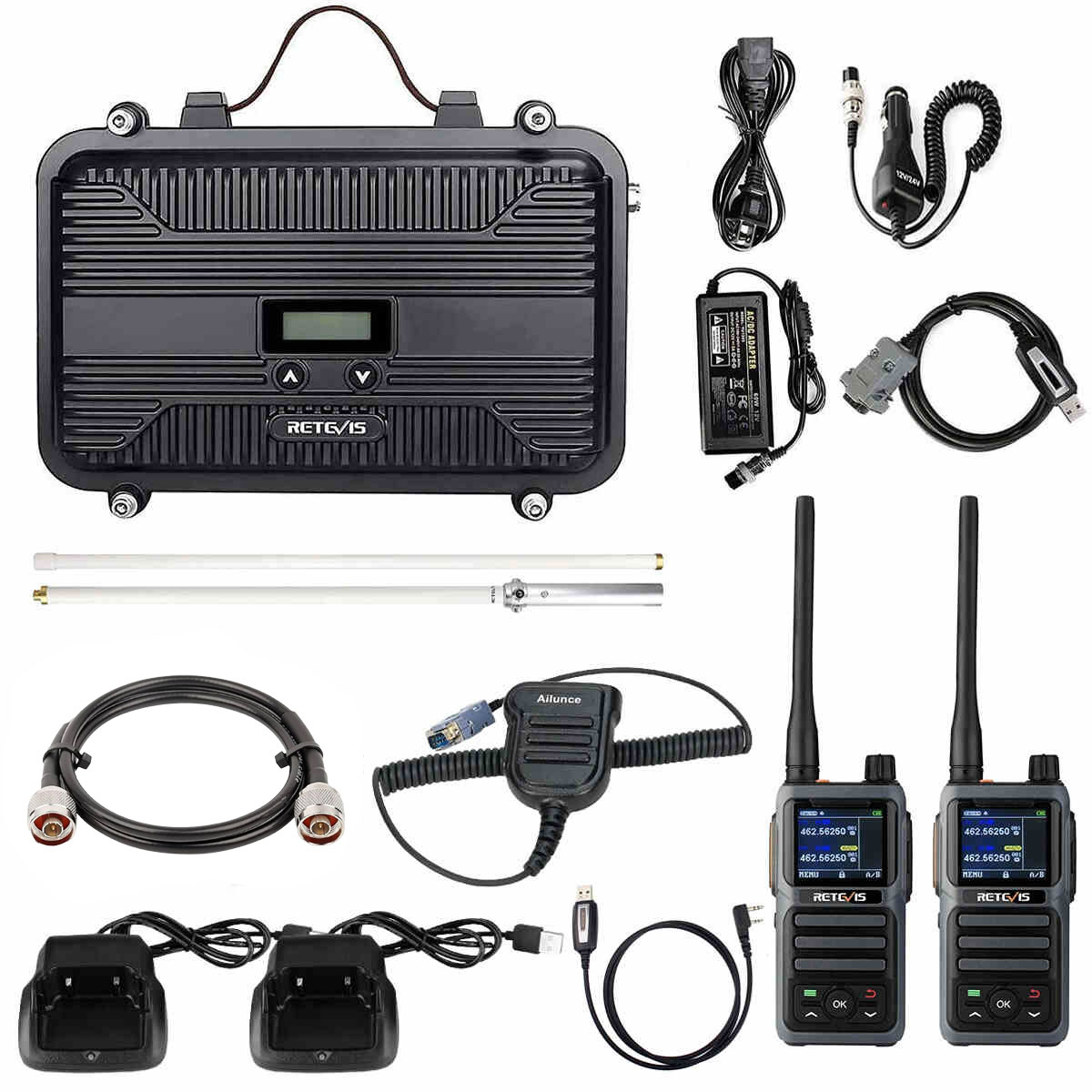 Retevis RT97S GMRS Repeater and 2PCS RB17P GMRS Handheld Radio Bundle