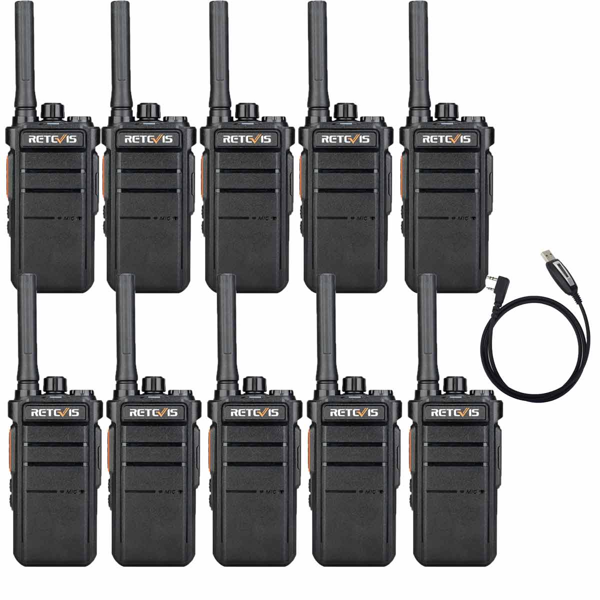 Retevis RB26 GMRS Walkie Takie 10 Pack With Program Cable