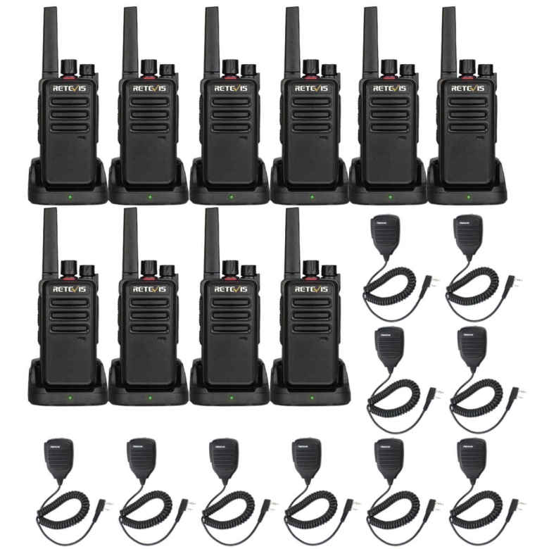Retevis RT68 FRS Business Radio 10 Packs with Speaker Mics | License-Free | 1200mAh Battery | Rugged Construction | Hands-Free