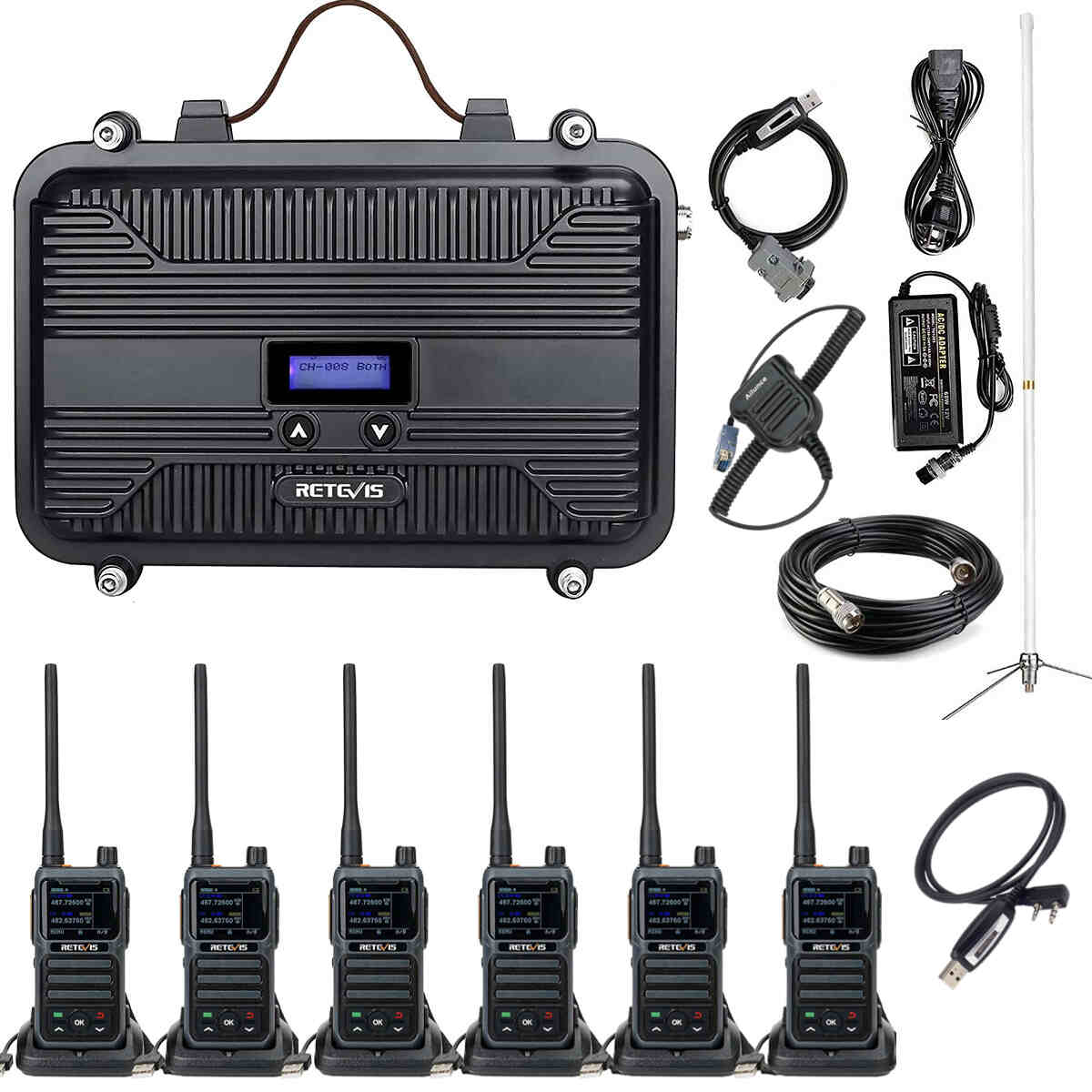 Retevis RT97S GMRS Repeater with 6PCS RB17P GMRS 2 Way Radios Bundle