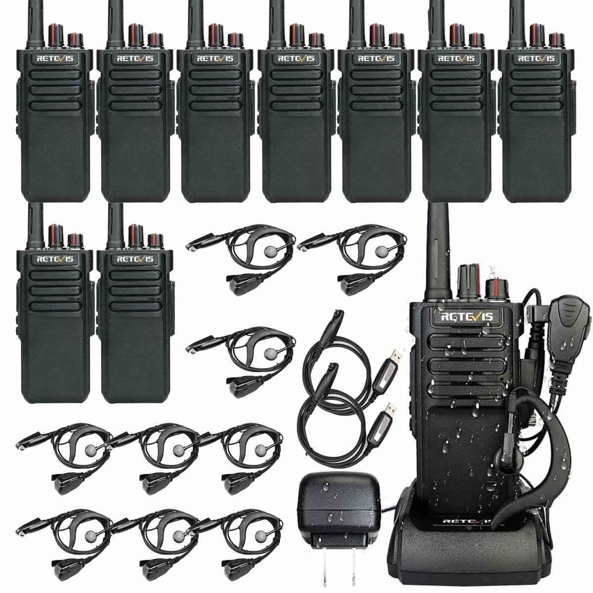 Retevis RT29 Rugged IP67 Waterproof Business Walkie Talkie with G-Shape Ear Hook Radio Earpiece