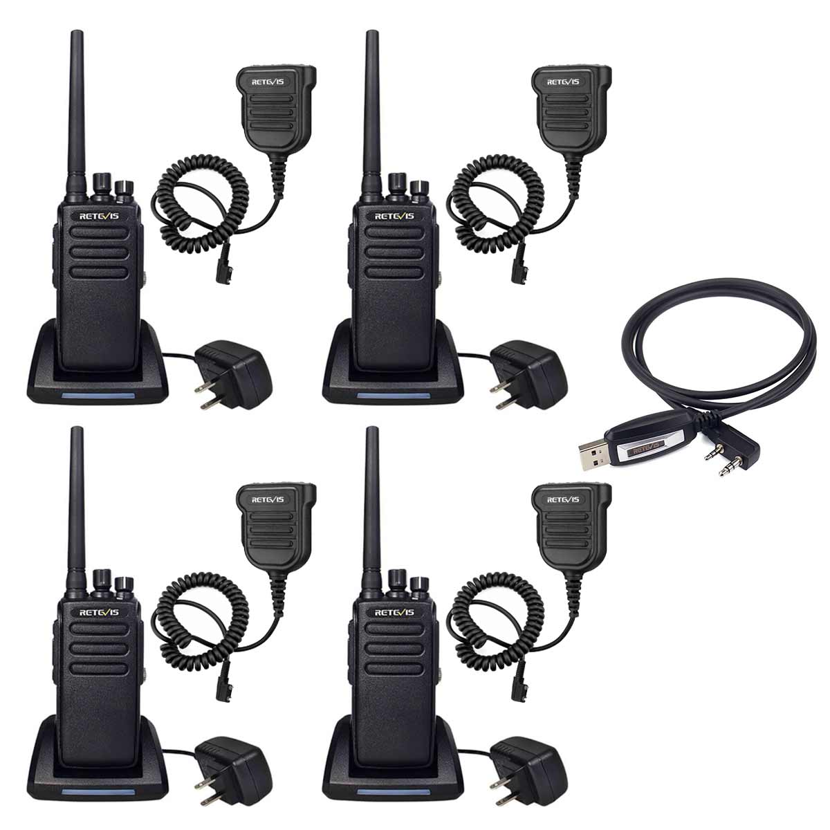 Retevis RT81 10Watt DMR Walkie Talkie with IP54 Waterproof Speaker Mic 4Pack