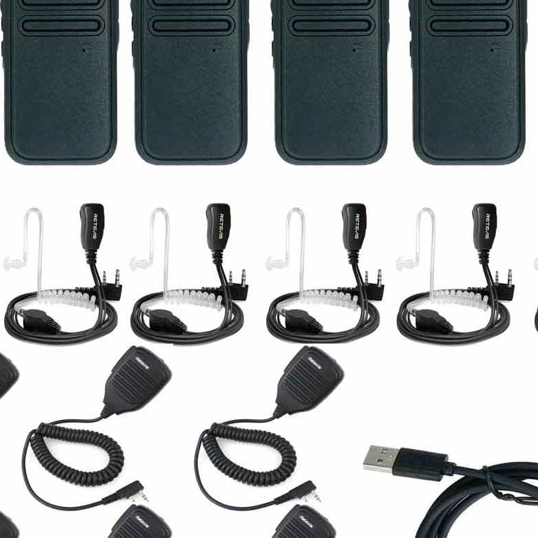 Retevis P1 Long Range UHF Superhet DMR Radio with Earpiece and Speaker Mic 6 Pack