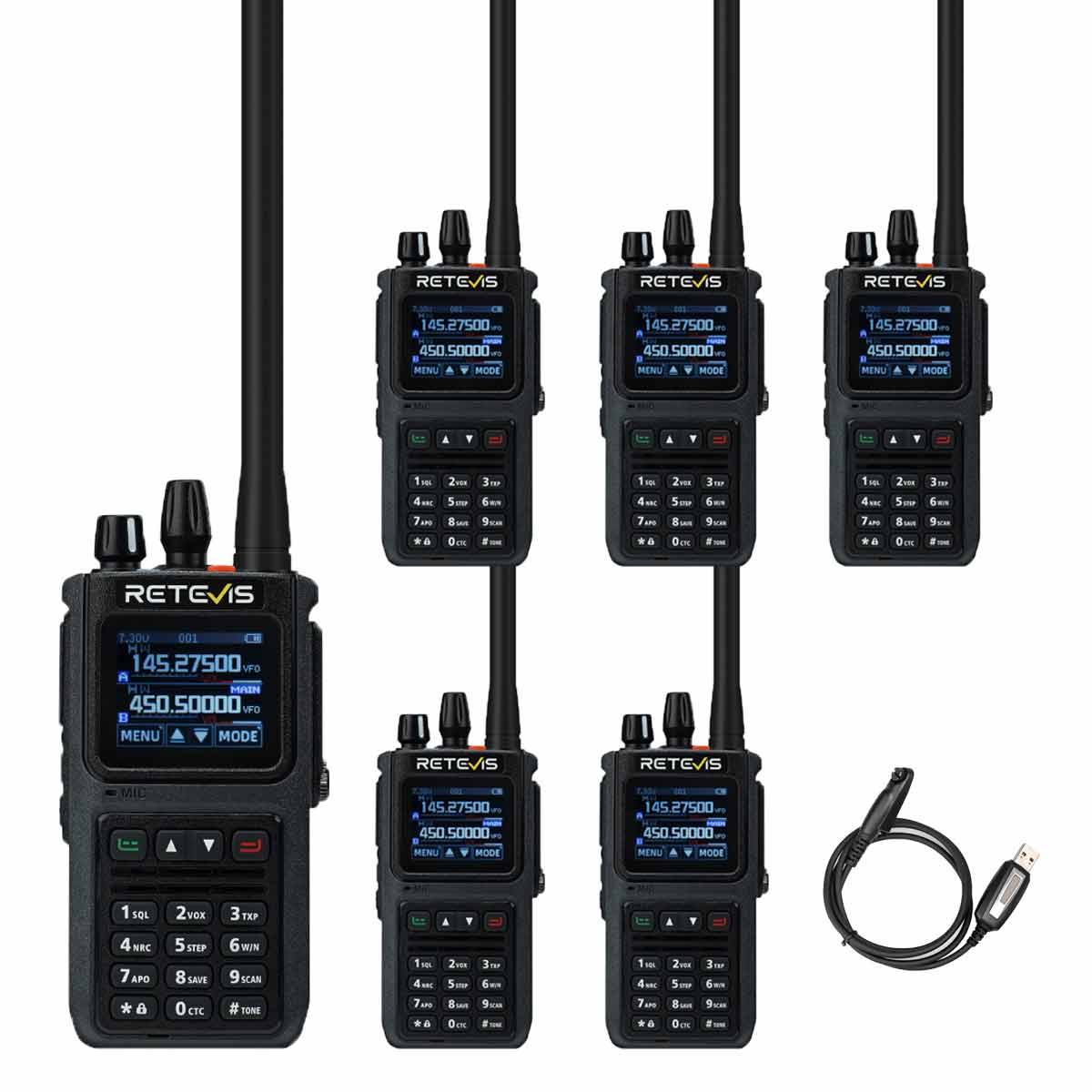 Retevis C1 5W Noise Reduction One-key pairing Analog Ham Two Way Radio 6 Pack