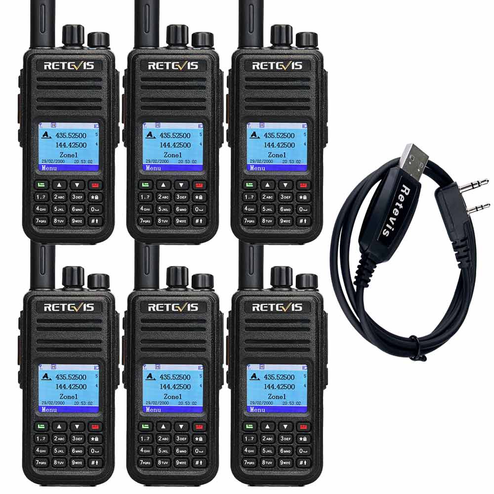 RT3S Dual Band GPS DMR Radio 6Pack With Cable