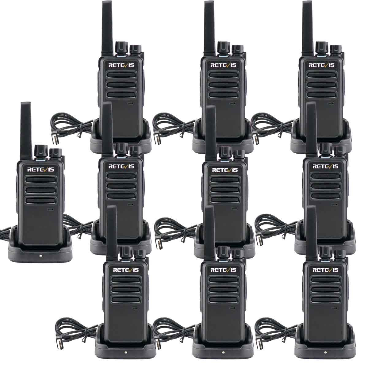 RT68 Rechargeable Portable 2 Way Radio with Earpiece (10 Pack)
