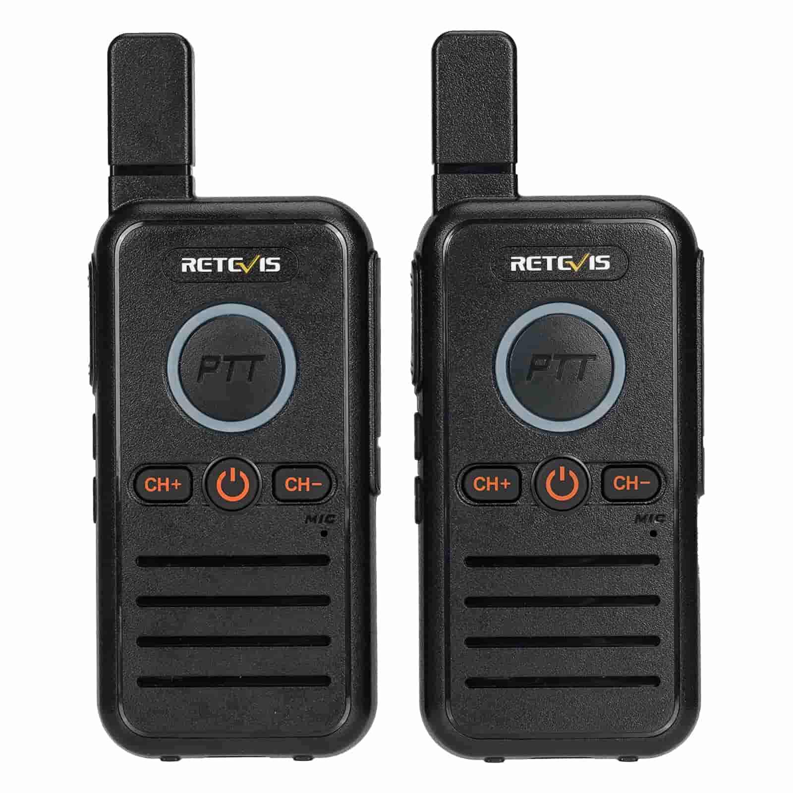 RB645 Small Dual PTT License-free Two-Way Radios with Earpieces 10 packs