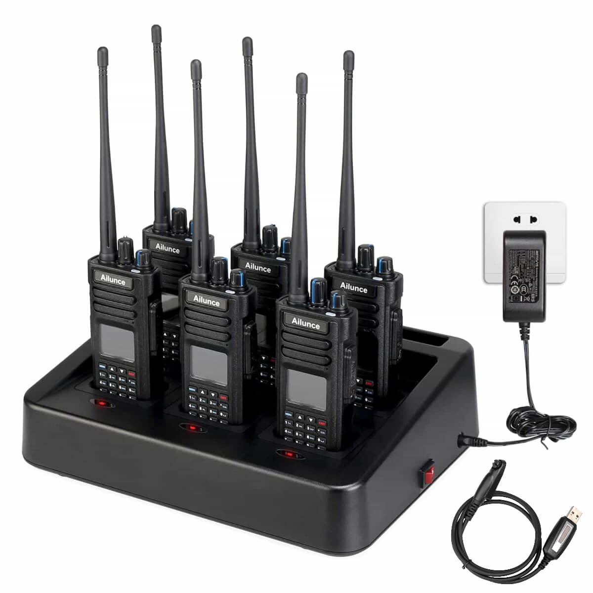 Prepper Walkie Talkie Kit - Ham Radio HD1 6packs+ 6-way Charger