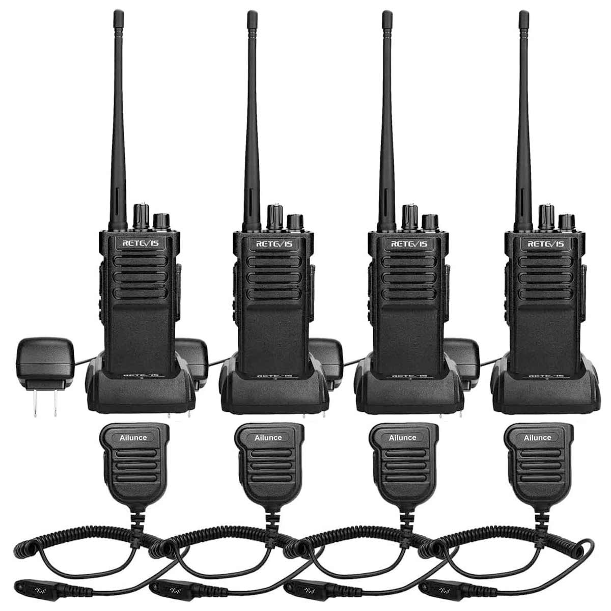 Retevis RT29 Long Range Business Radio with Waterproof Speak Mic(4 Pack)