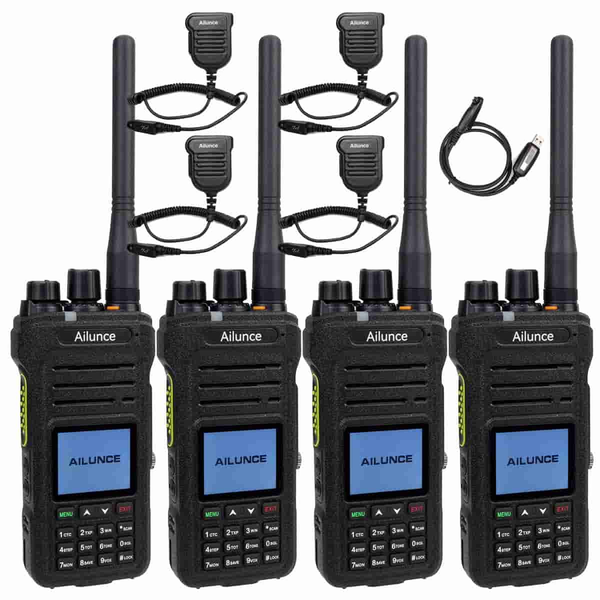 Ailunce HA1G Waterproof GMRS handheld Radio with IP67 speaker mics (4Pack)