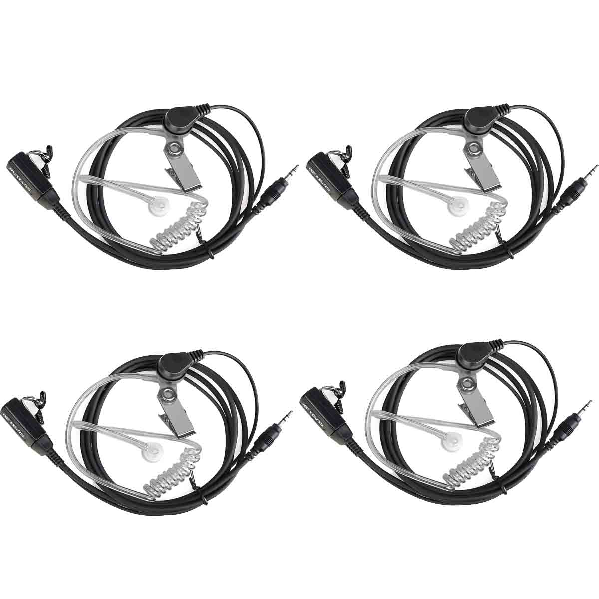 4Pack Headset Earpiece with Clear Acoustic Coil Tube Earbud For Two-Way Radios
