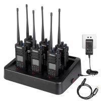 Retevis HD2 10W Waterproof GPS DMR Radio 6 Pack+6-way Charger+Waterproof Microphone 6 Pack