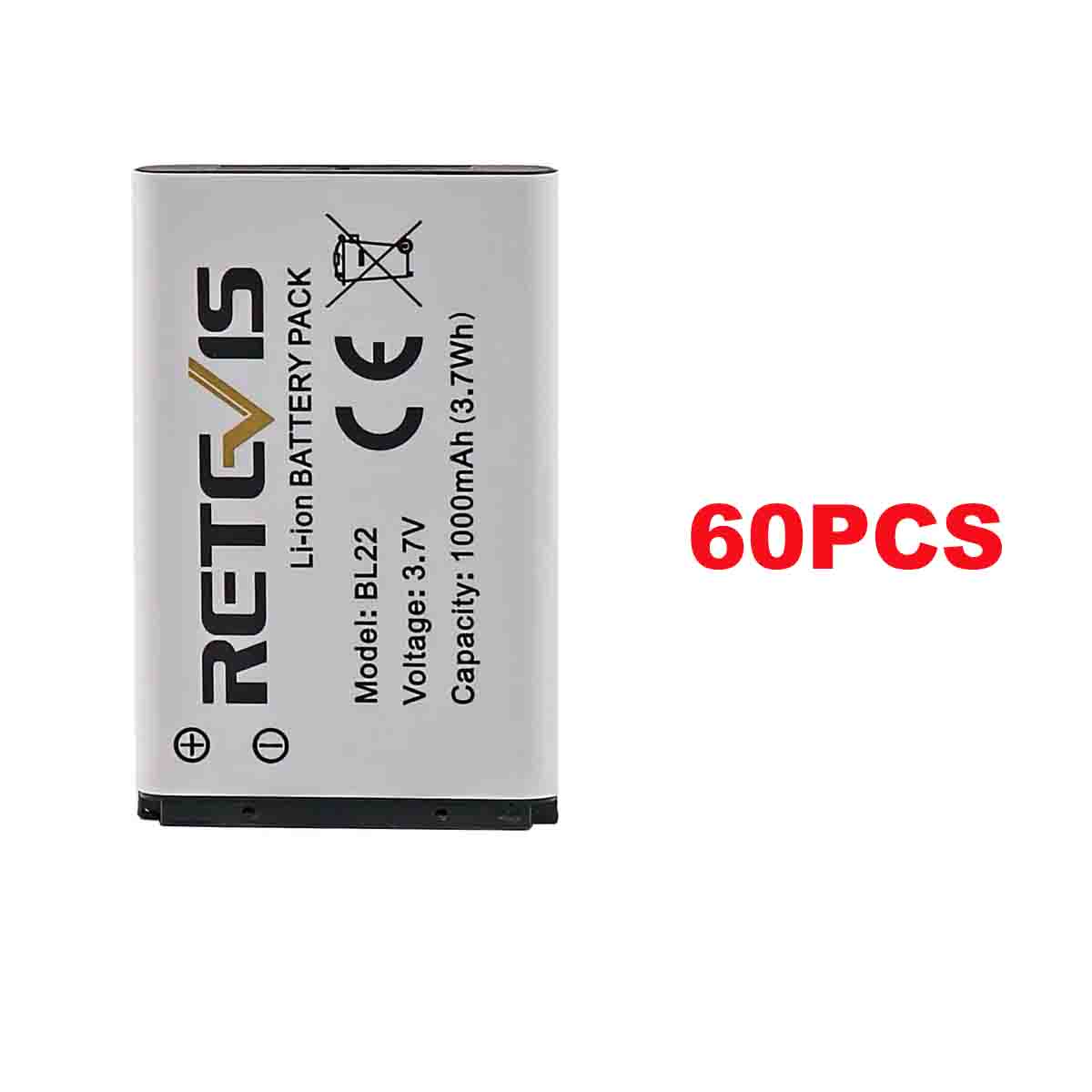 60Pack 1000mAh 3.7V Rechargeable Li-ion Battery for RT622 License-free Radio