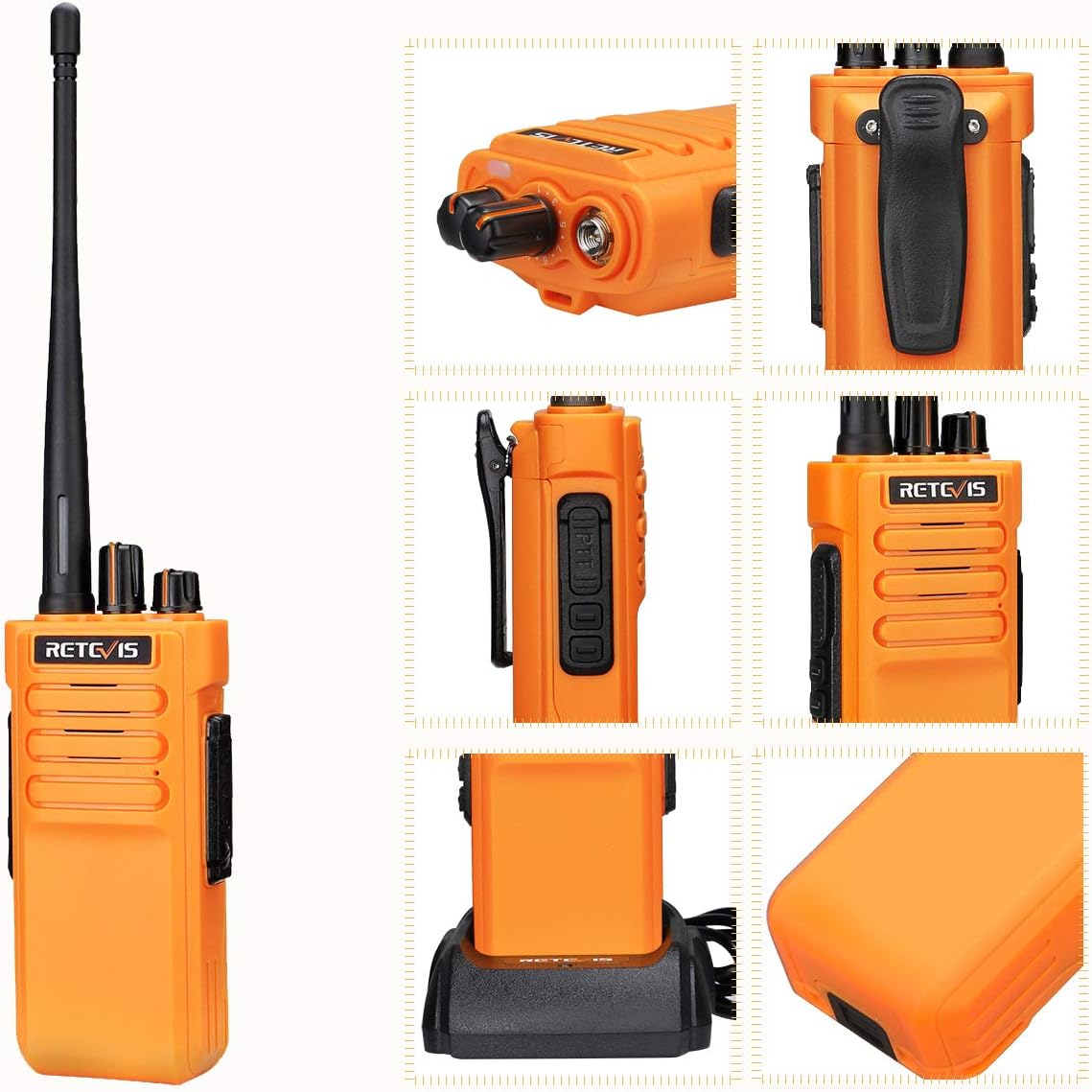 RT29 Handheld Two Way Radios Long Range Rechargeable Radio Orange 8Pack