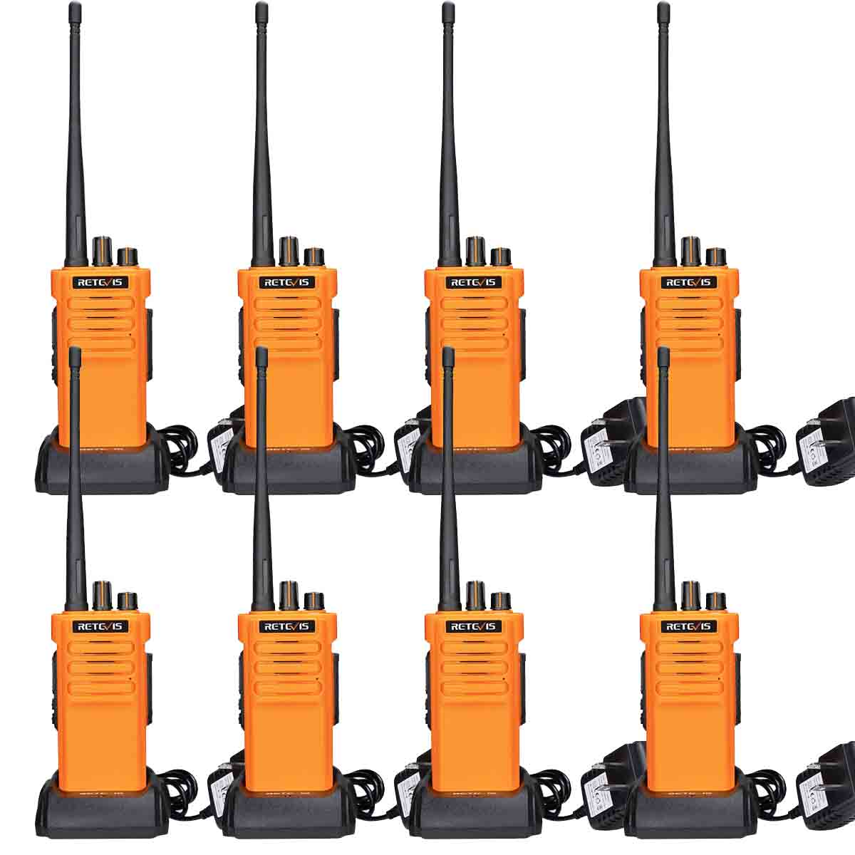 RT29 Handheld Two Way Radios Long Range Rechargeable Radio Orange 8Pack