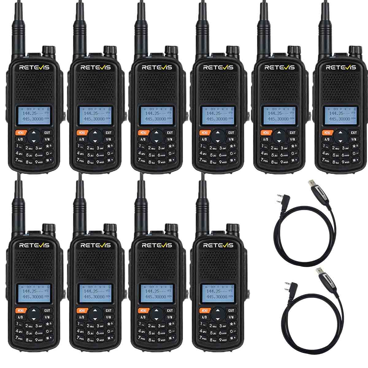 Retevis A1 IP67 Waterproof GPS HAM Radio 10Pack With Program Cable