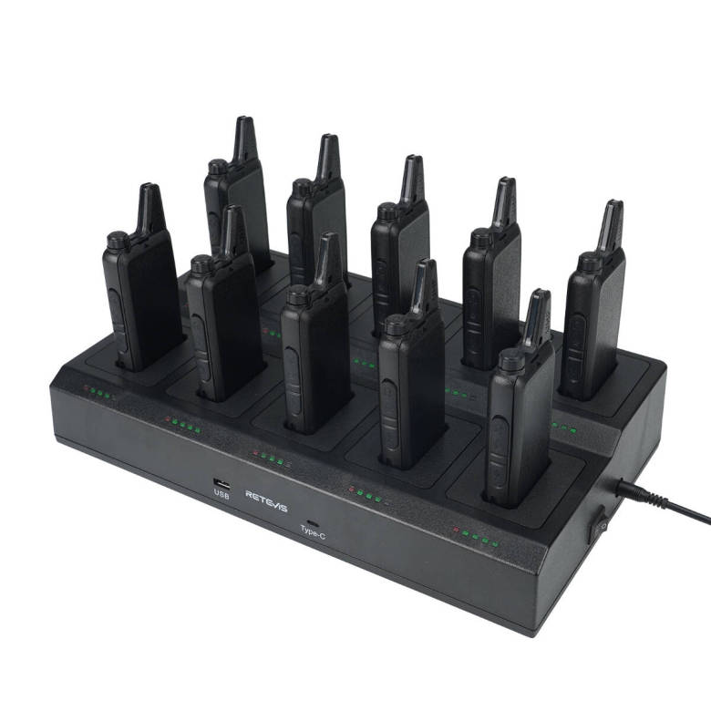 Retevis RT22S 22-Channel FRS Radio 10 Packs with 10-Way Charger | License-Free | USB-C Charging | Long Battery Life | Lightweight | VOX