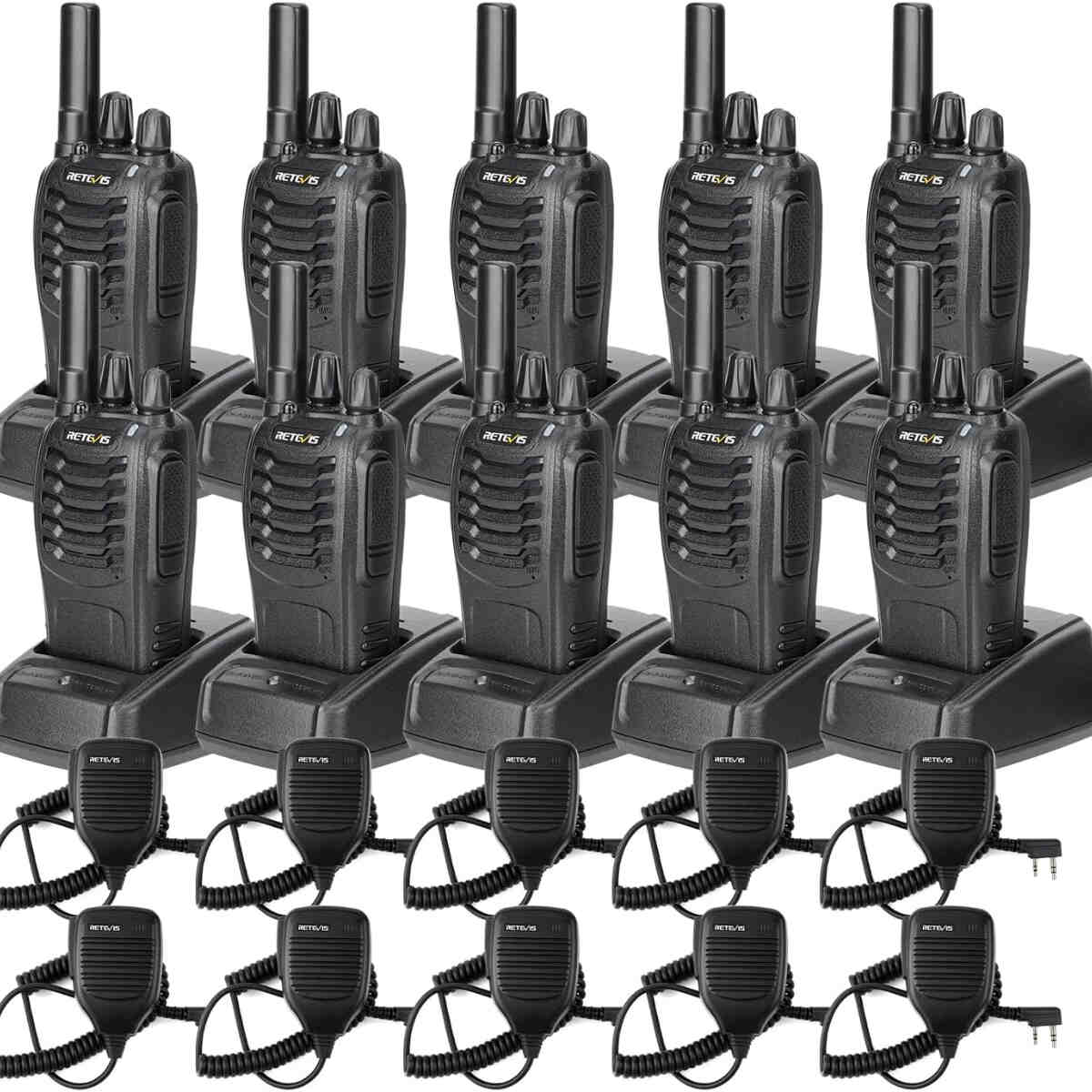 Retevis H777 Affordable Rugged License-Free Radio with Speaker Mic 10Pack Bundle