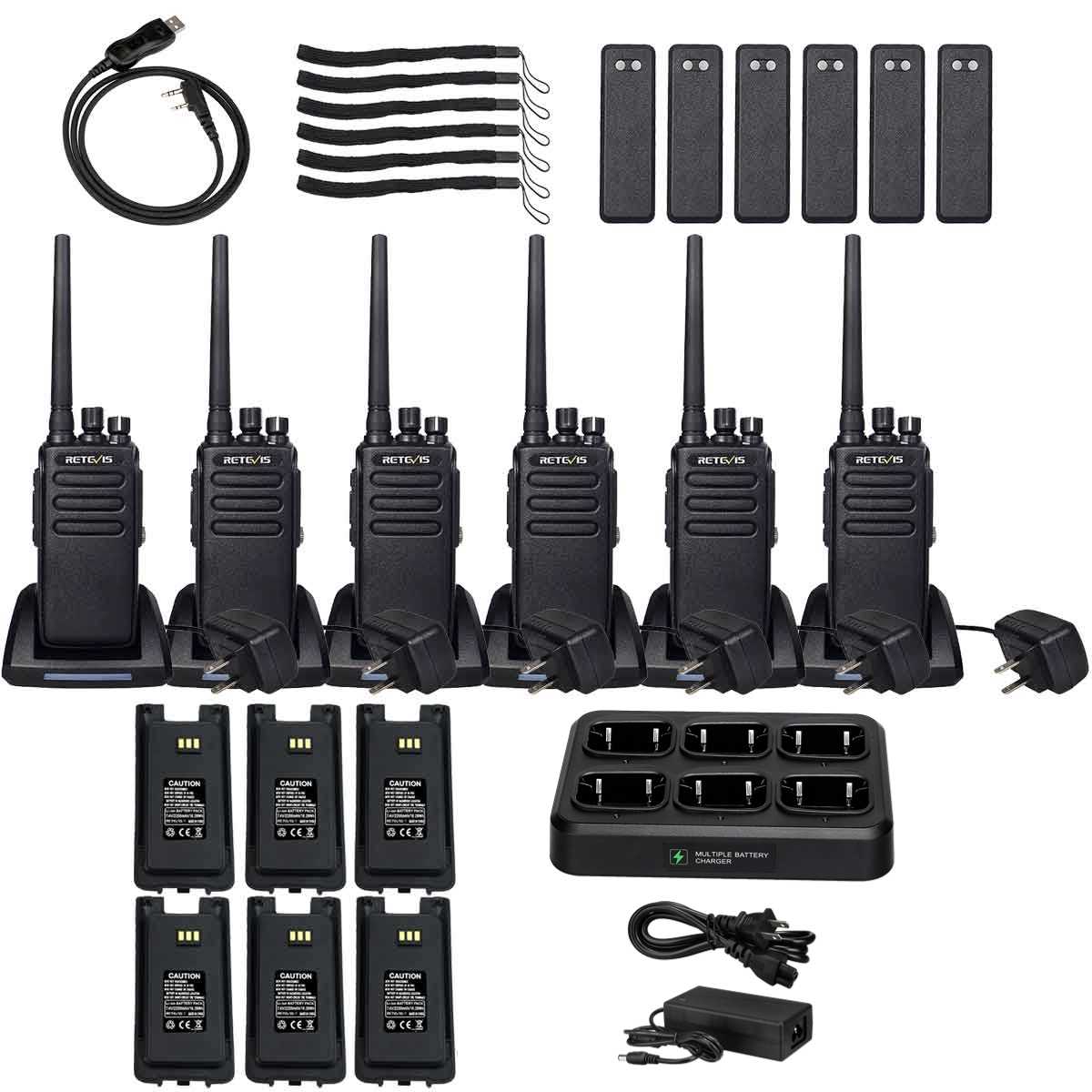 RT81 UHF DMR Radio & 6-Port Charger & Spare Battery & Cable Kit