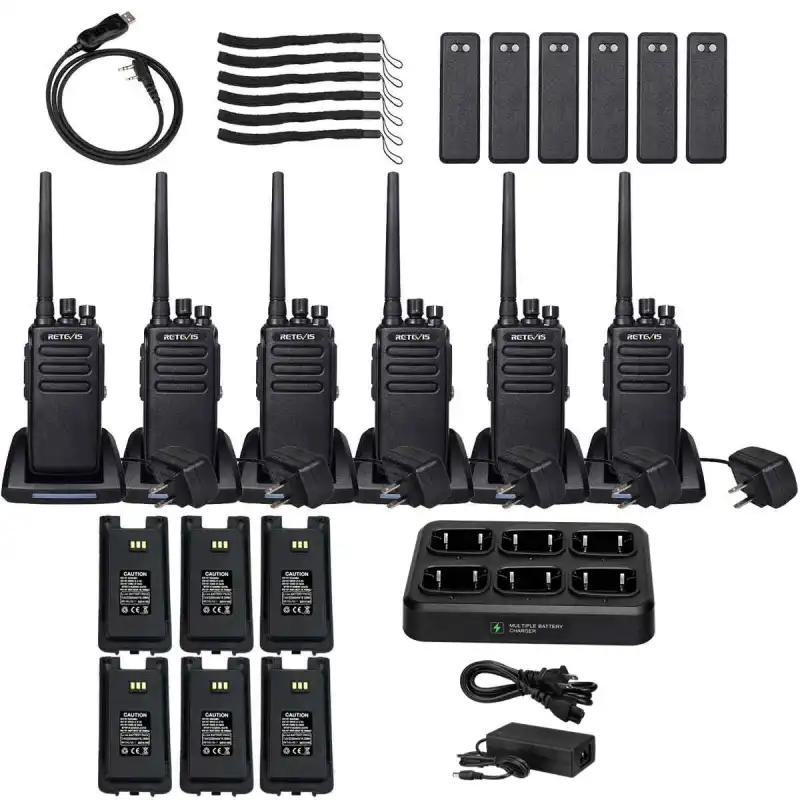 RT81 UHF DMR Radio & 6-Port Charger & Spare Battery & Cable Kit