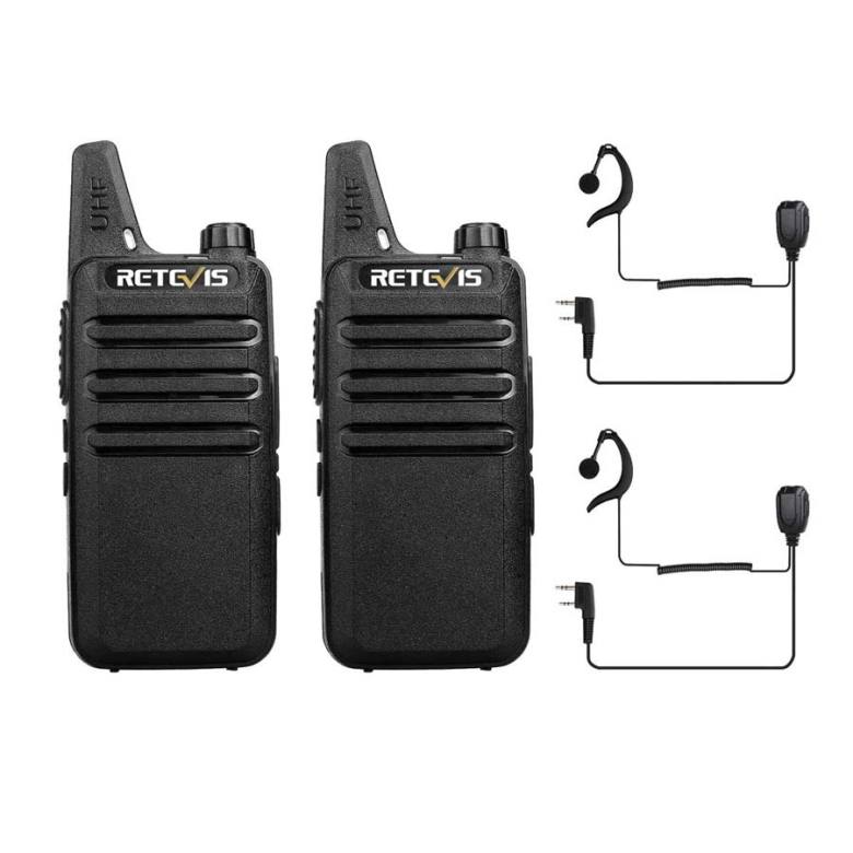 Retevis RT622 PMR446 Radio with Earhook Earpiece | License-Free | 1000mAh Battery | USB-C Charging | Lightweight