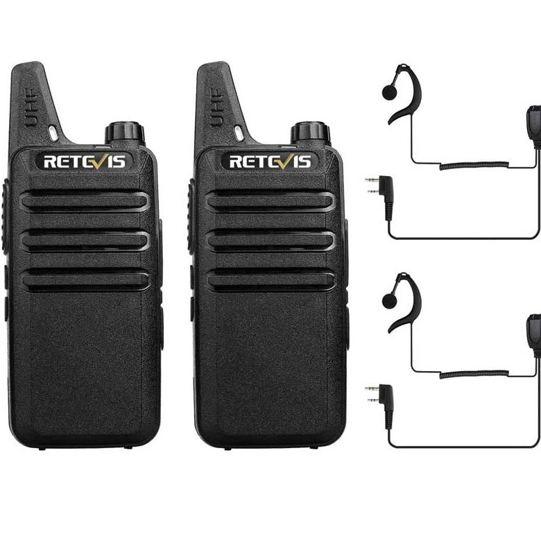 Retevis RT622 PMR446 Radio with Earhook Earpiece | License-Free | 1000mAh Battery | USB-C Charging | Lightweight