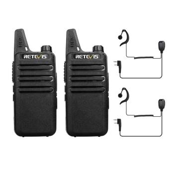 Retevis RT622 PMR446 Radio with Earhook Earpiece | License-Free | 1000mAh Battery | USB-C Charging | Lightweight