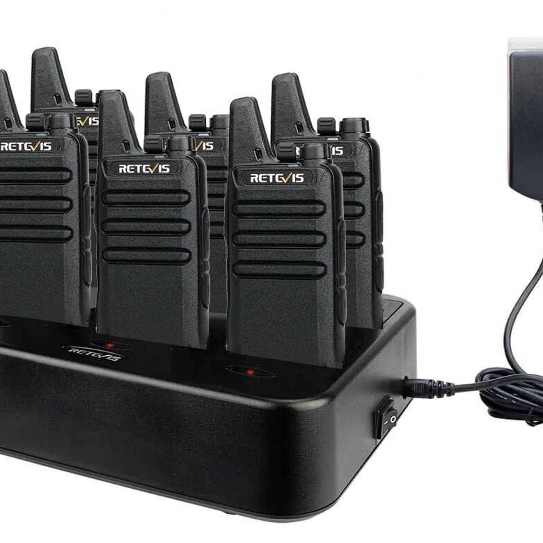 Retevis RT22 FRS Radio with Multi-Gang Charger | License-Free | USB-C Charging | 1000mAh Battery | Lightweight | VOX
