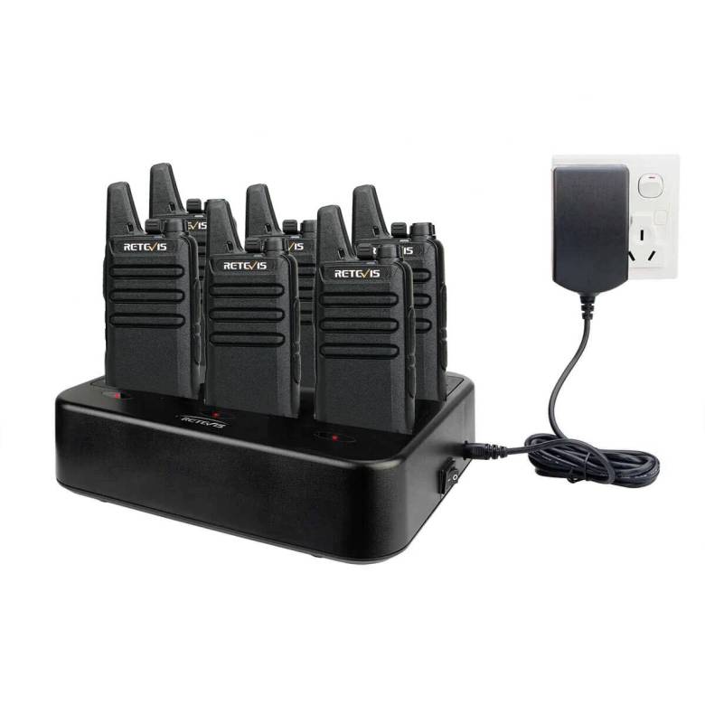 Retevis RT22 FRS Radio with Multi-Gang Charger | License-Free | USB-C Charging | 1000mAh Battery | Lightweight | VOX