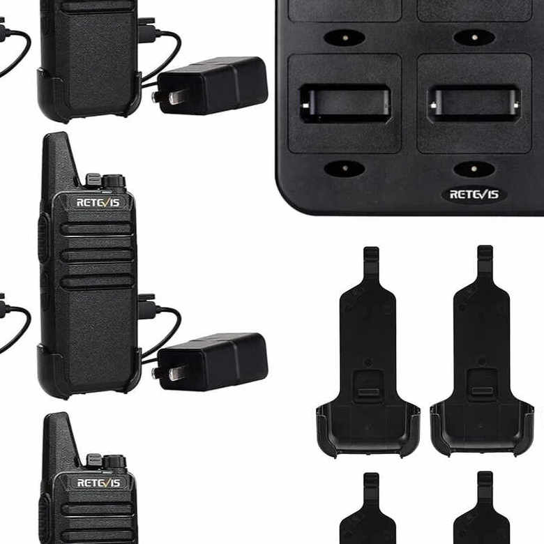 Retevis RT22 FRS Radio (Multi Bank Charger Kit with Speaker Mic) | License-Free | USB-C Charging | Long Battery Life | Lightweight | VOX