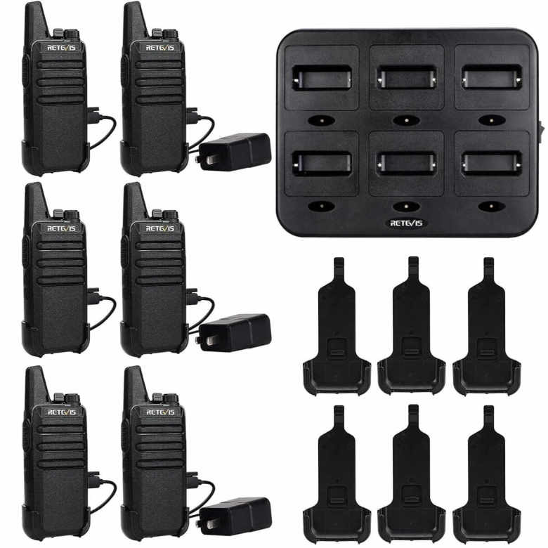 Retevis RT22 FRS Radio (Multi Bank Charger Kit with Speaker Mic) | License-Free | USB-C Charging | Long Battery Life | Lightweight | VOX