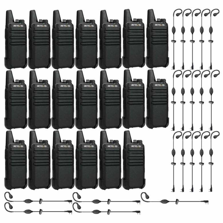 Retevis RT622 PMR446 Radio with Earpiece Kit 20 Packs | License-Free | Lightweight | Long Battery Life | Clear Sound | VOX Hands-Free