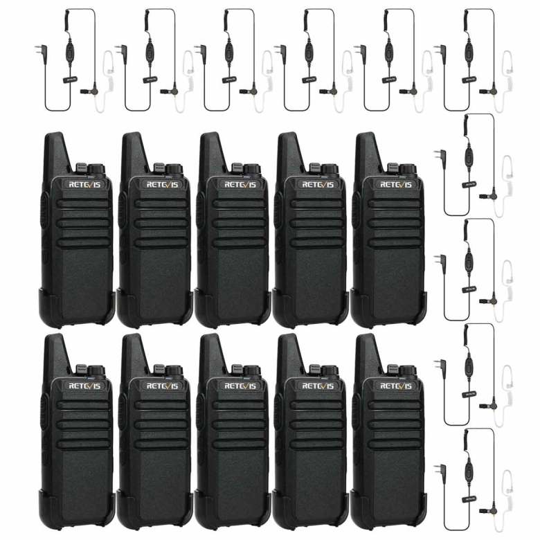 Retevis RT622 PMR446 Radio with Earpiece Kit 10 Packs | License-Free | Lightweight | Long Battery Life | Clear Sound | VOX Hands-Free