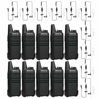 Retevis RT622 PMR446 Radio with Earpiece Kit 10 Packs | License-Free | Lightweight | Long Battery Life | Clear Sound | VOX Hands-Free
