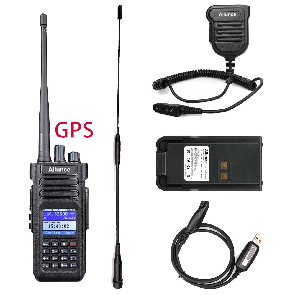 HD1GPS+IP55 Speaker Mic+Programming Cable+Long Antenna+Battery