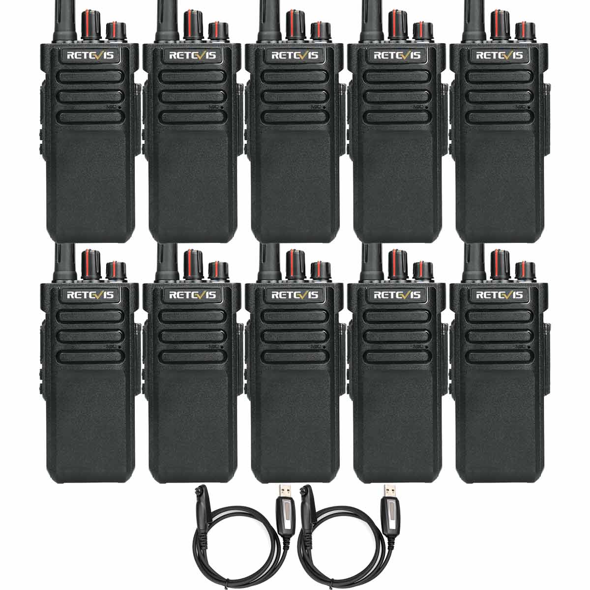 Retevis RT29 Long Distance Business Radio 10Pack with 5 Extra Type-C Batteries