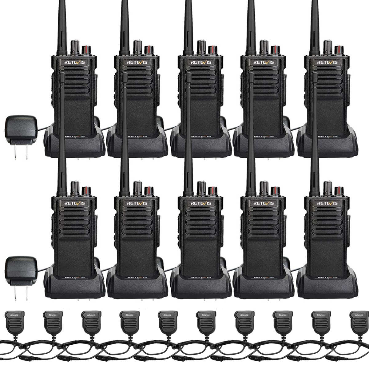 Retevis RT29 Long Range Waterproof Two Way Radio with Speaker Mic Bundle (10 Pack)